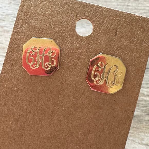 GLH Initial GOLD EARRINGS BOGO FREE VINTAGE - Picture 1 of 4